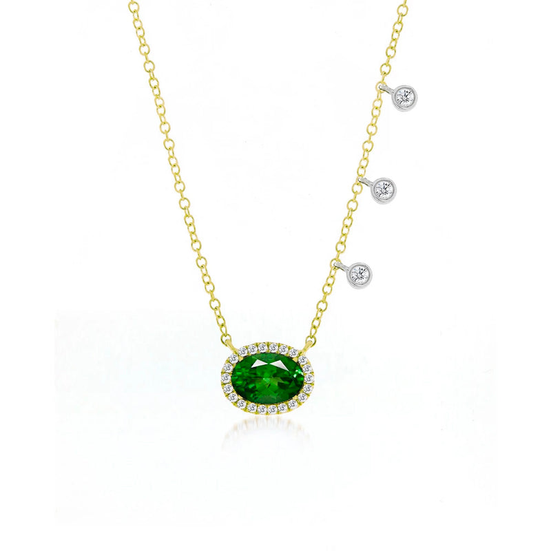 Meira T Green Chrome and Diamond Bezel Necklace