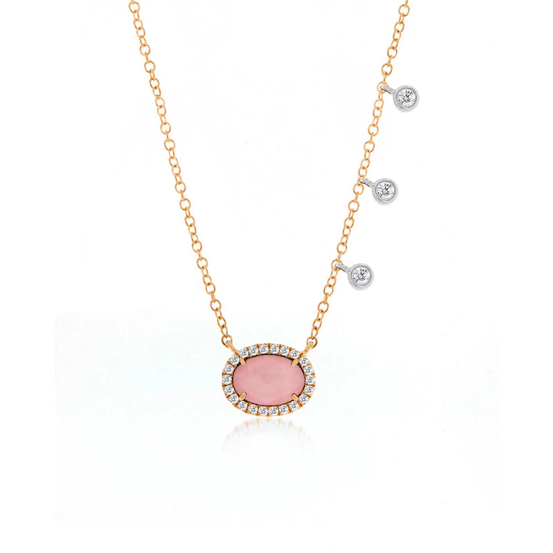 Meira T Opal and Diamond Bezel Necklace