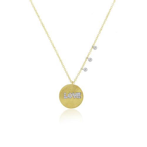 diamond love necklace in yellow gold
