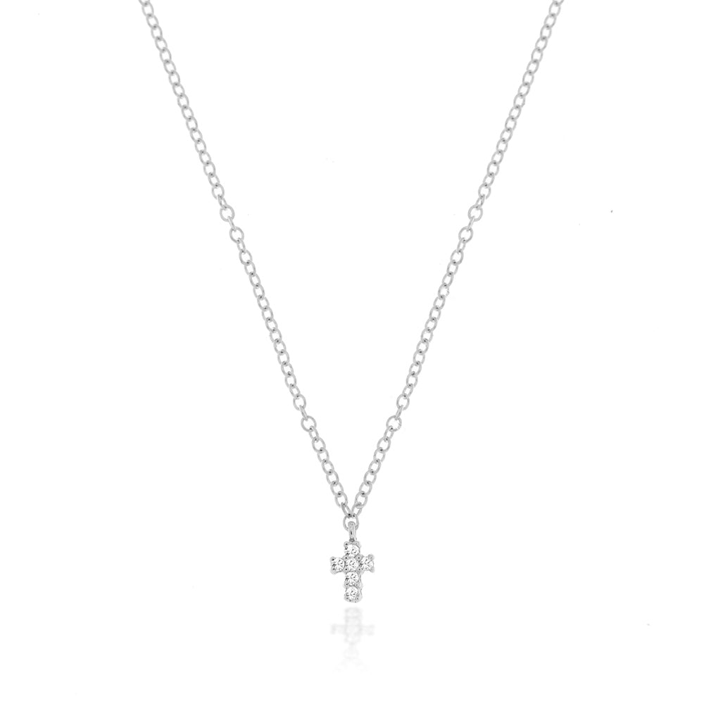 white gold cross necklace with diamonds