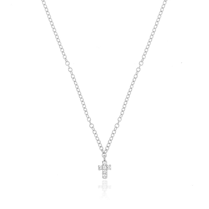 white gold cross necklace with diamonds