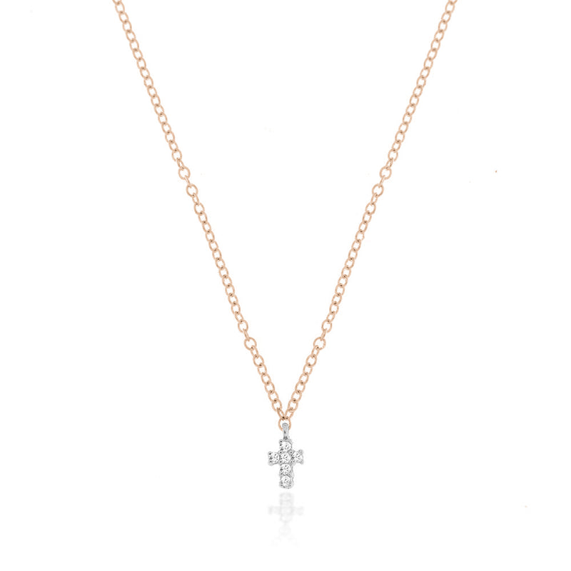 rose gold cross necklace with diamonds