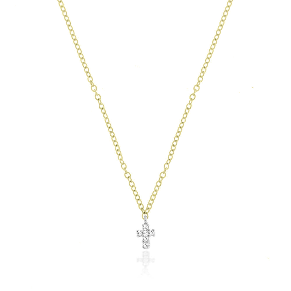 yellow gold cross necklace with diamonds