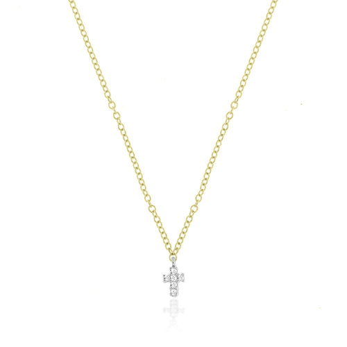 yellow gold cross necklace with diamonds