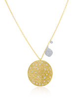 Brushed Yellow Gold And Diamond Circle Necklace