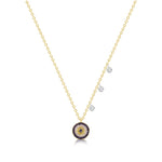 Evil Eye Charm Necklace with Blue Sapphires and Diamonds