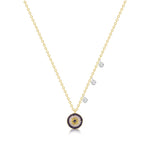 Evil Eye Charm Necklace with Blue Sapphires and Diamonds