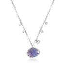 tanzanite and diamond necklace in 14k white gold