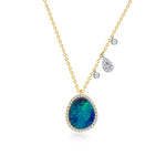 Opal and Yellow Gold Diamond Necklace
