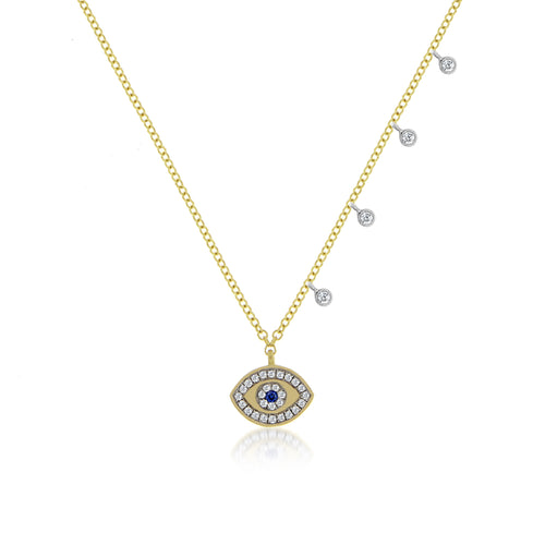 Yellow Gold Evil Eye Necklace 