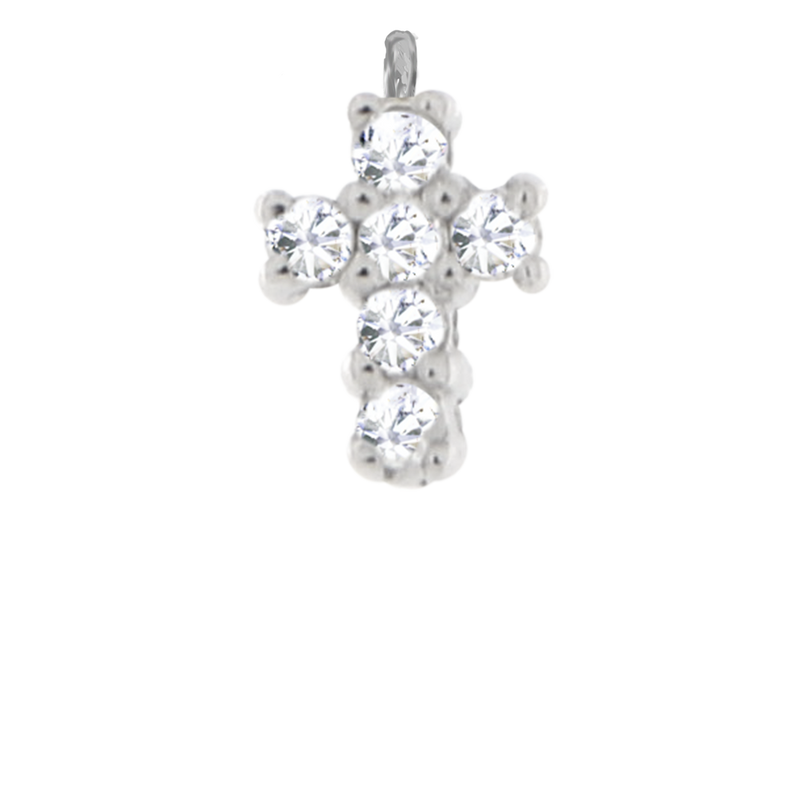 Pave White Gold Cross