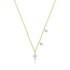 White Gold Dainty Cross and Bezel Diamond Necklace