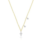 White Gold Dainty Cross and Bezel Diamond Necklace