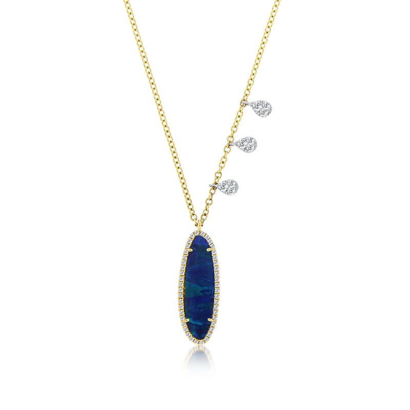 Australian Opal Necklace with Off-Centered Bezels