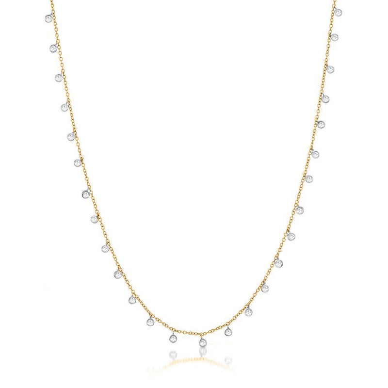 14k Yellow Gold Necklace with Diamond Bezels