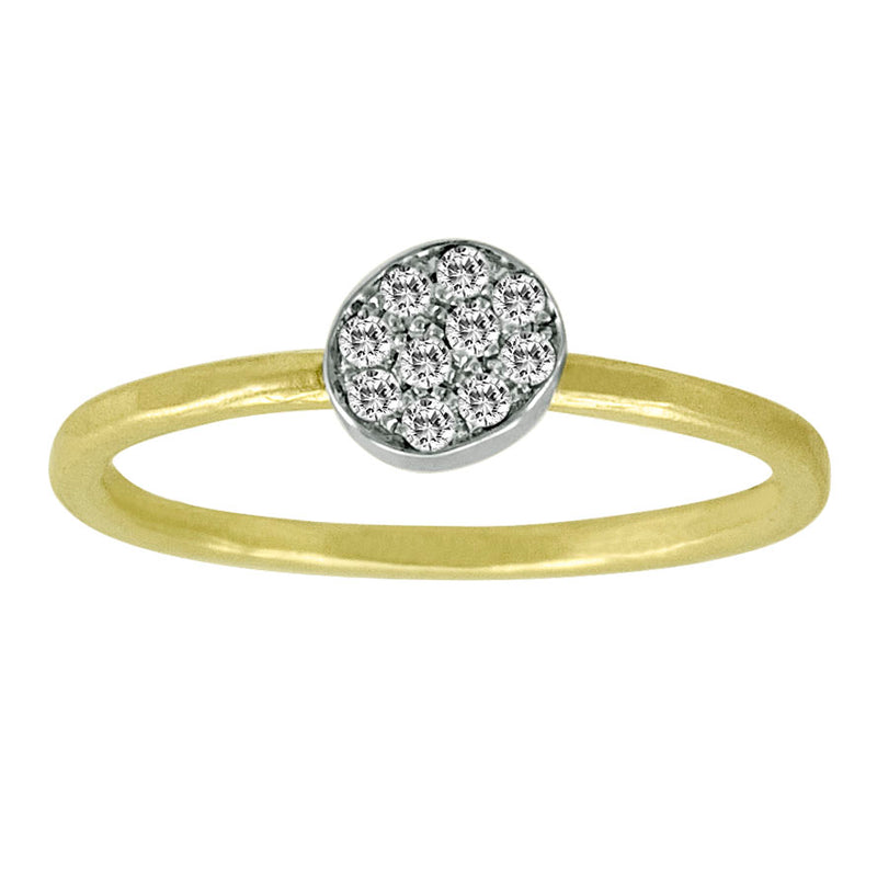 Yellow Gold Brushed Diamond Ring