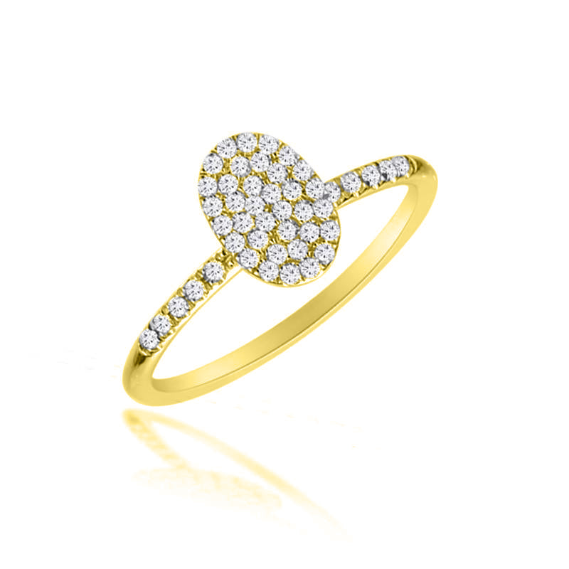 Oval Pave Stack Ring Yellow Gold