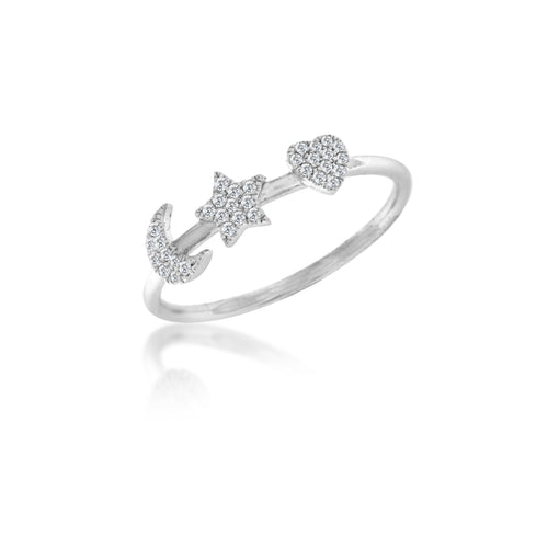 white gold and diamond celestial ring