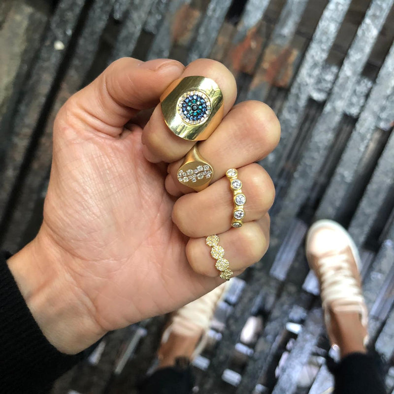 Yellow Gold Pave Disks Ring