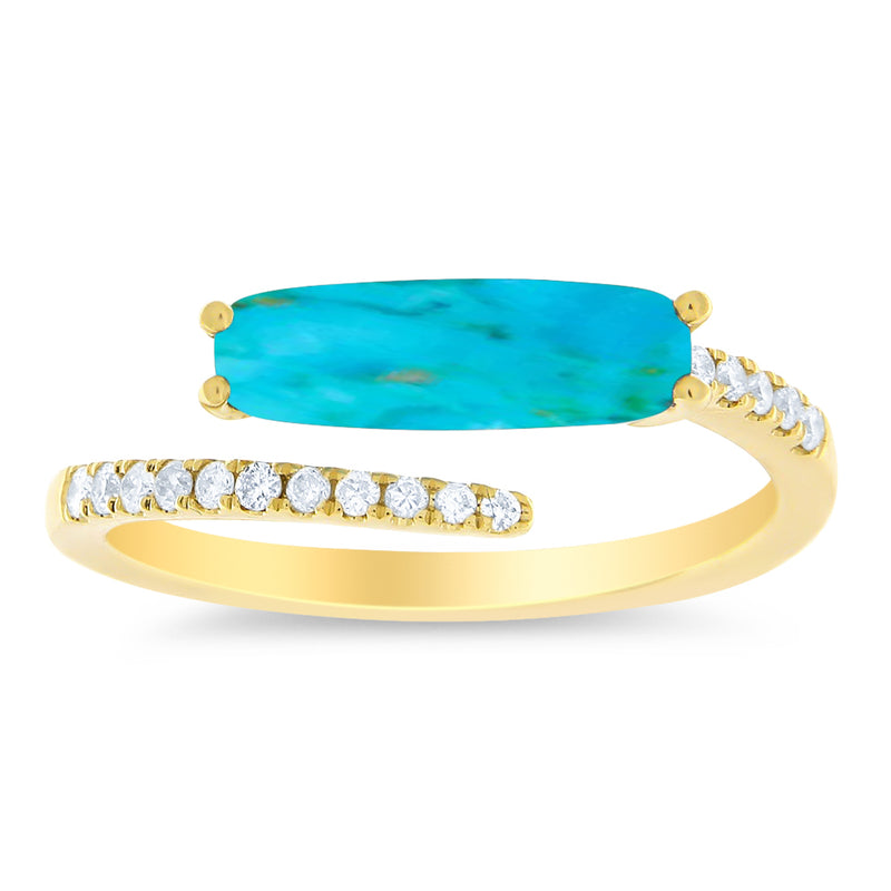 Yellow Gold Turquoise And Diamond Ring