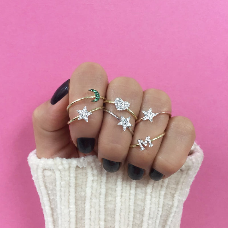 white gold and diamond star ring