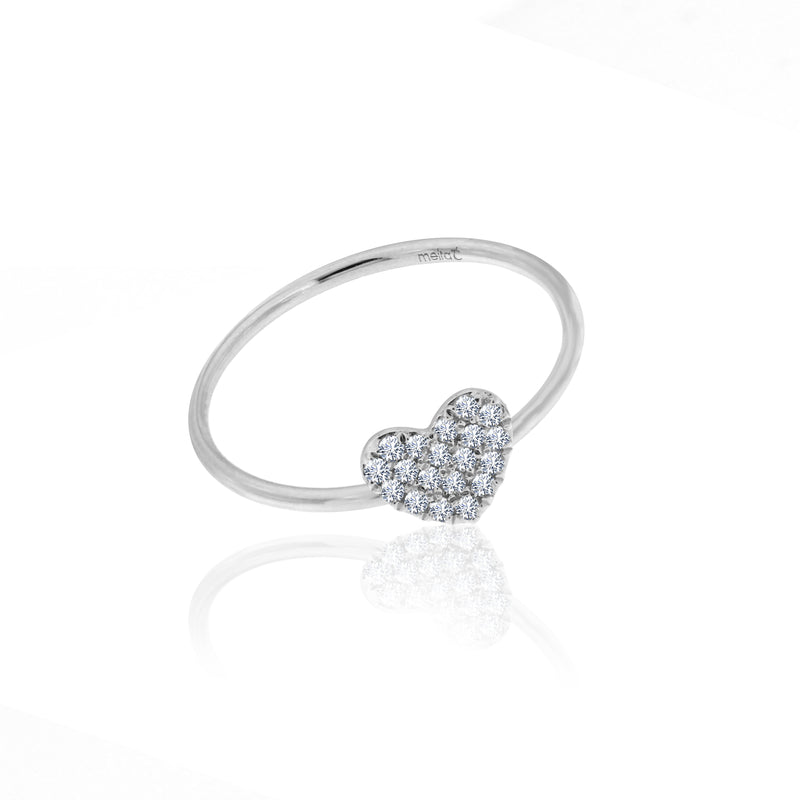 white gold and diamond heart ring