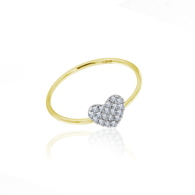 yellow gold and diamond heart ring 