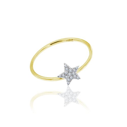 yellow gold and diamond star ring 