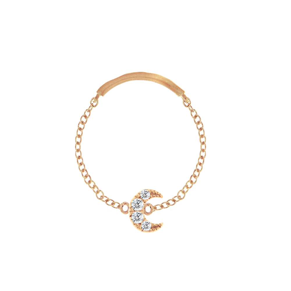 diamond moon chain ring 