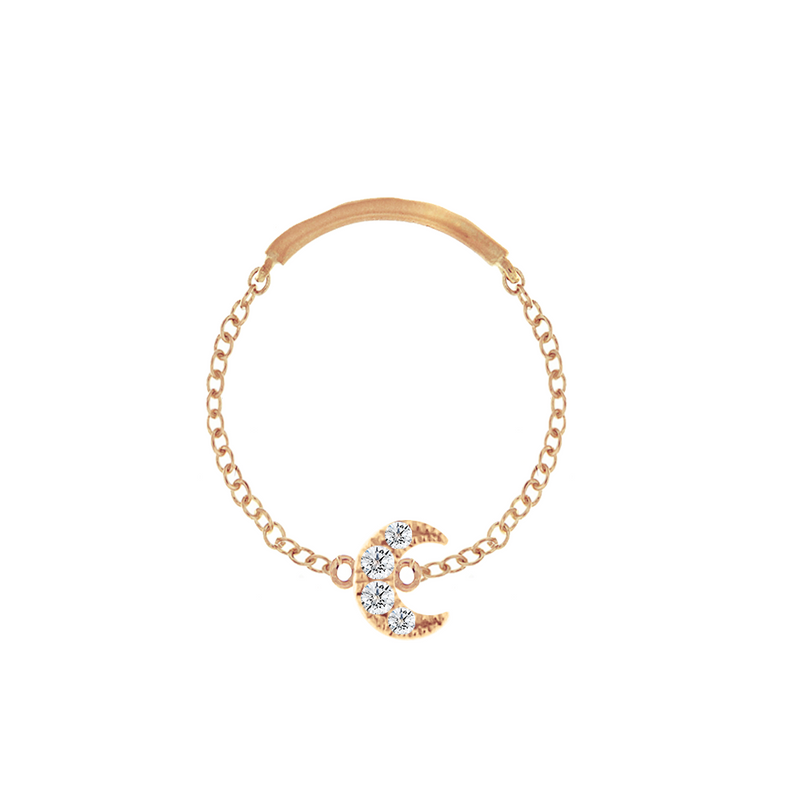 diamond moon chain ring 
