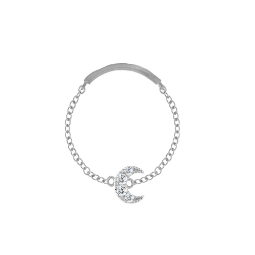 diamond moon chain ring 