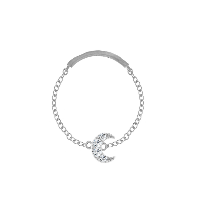 diamond moon chain ring 