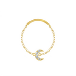 diamond moon chain ring 