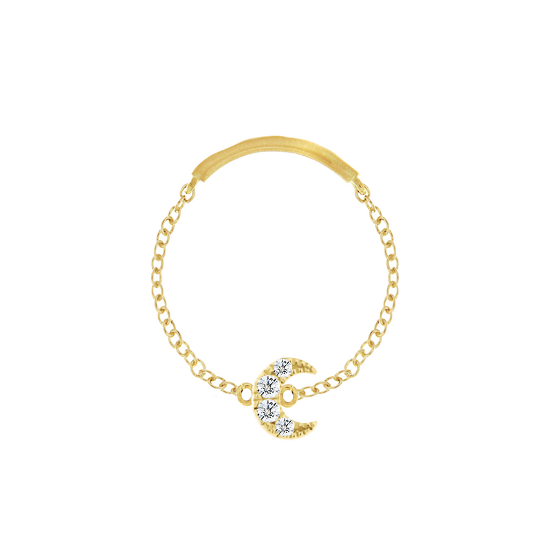 diamond moon chain ring 