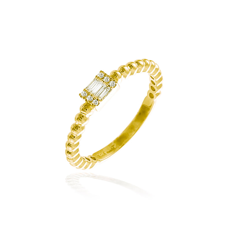Yellow Gold Dainty Baguette Ring