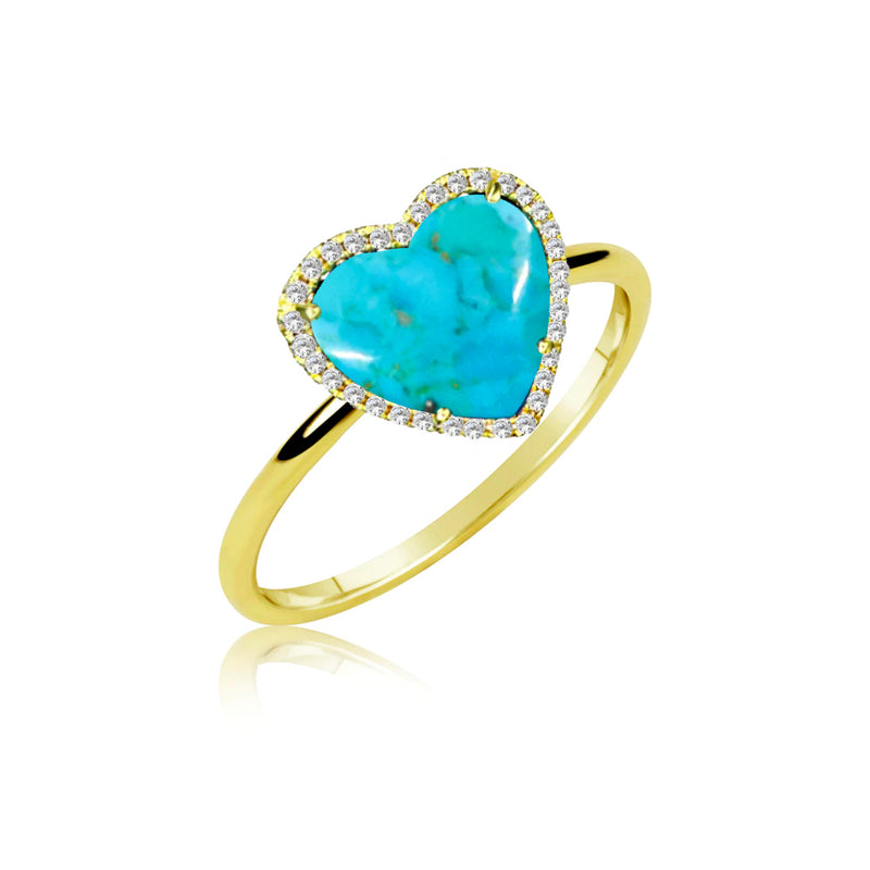 yellow gold and diamond Turquoise Heart Ring