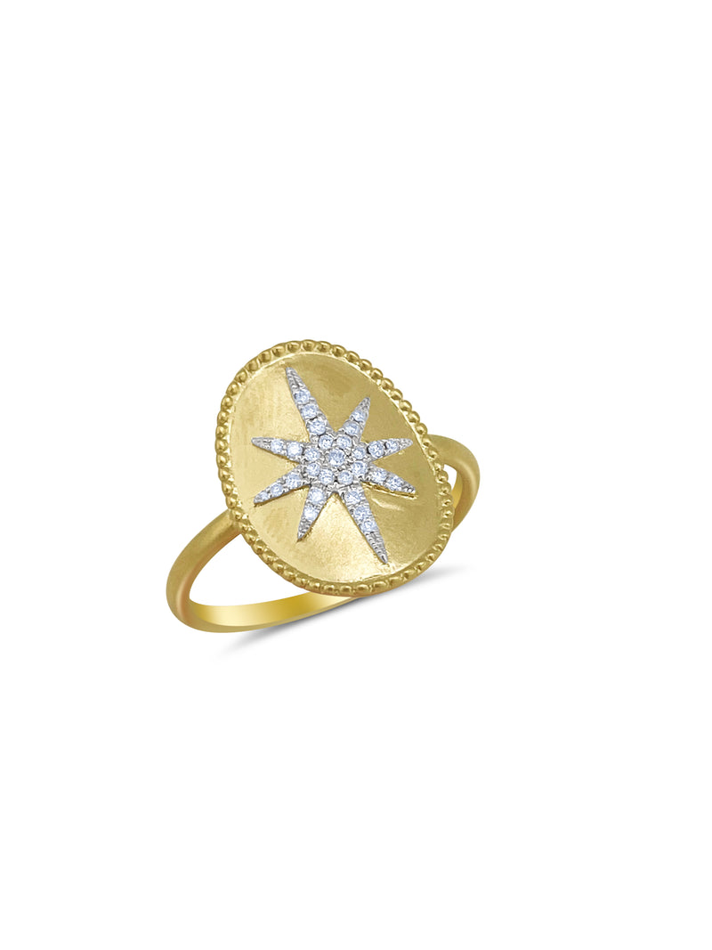 Yellow Gold Diamond Starburst Ring