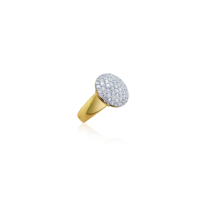 Yellow Gold Diamond Disk Cocktail Ring