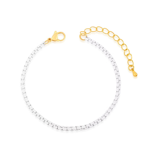 stainless steel lacquer coated white chain bracelet