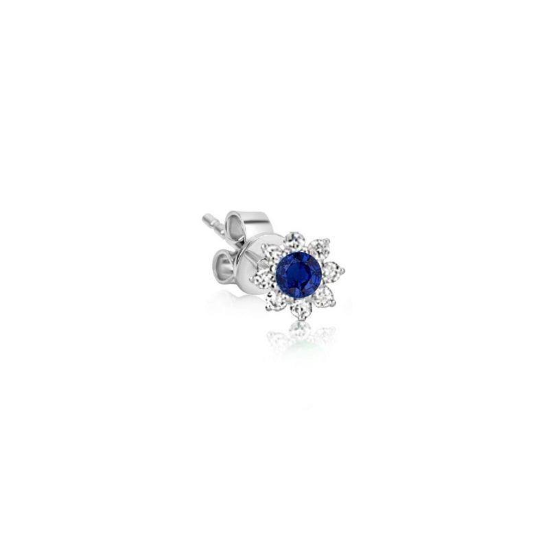 Sisterly Style Blue Sapphire White Gold Flower Stud | Online Exclusive