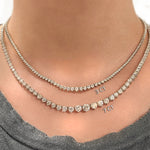 Three prong diamond tennis necklace