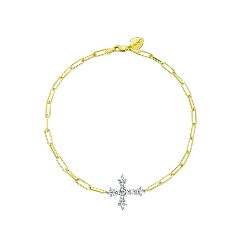 Diamond Encrusted Cross Paperclip Bracelet