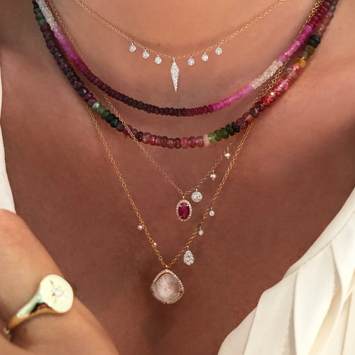 Ombre Watermelon Tourmaline Layering Necklace