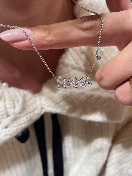 Yellow Gold Mama Diamond Necklace