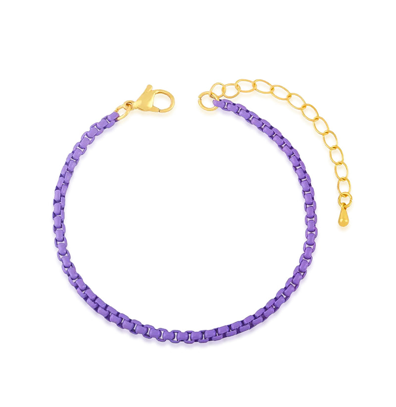 stainless steel lacquer coated purple chain bracelet