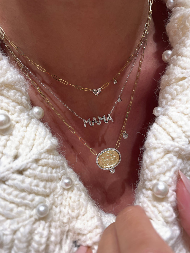 White Gold Mama Diamond Necklace