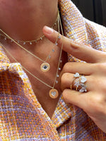 Diamond and Blue Sapphire Evil Eye Coin Necklace