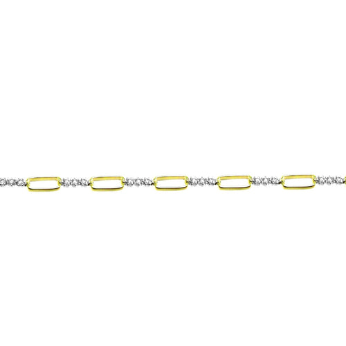 Alternating Diamond and Paperclip Chain Bracelet