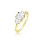 Yellow Gold Triple Rectangular Diamond Ring