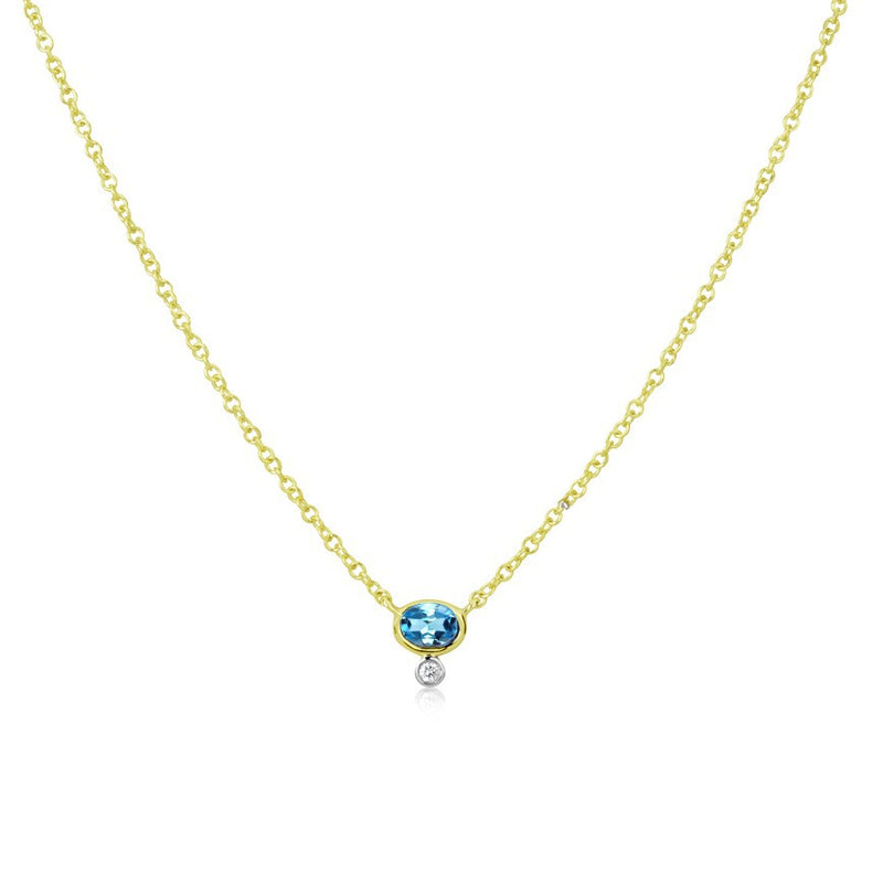 yellow gold blue topaz and diamond necklace